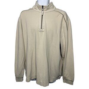 Tommy‎ Bahama Jeans 1/4 Zip Pullover Men's XL Beige Cotton Casual Sweatshirt